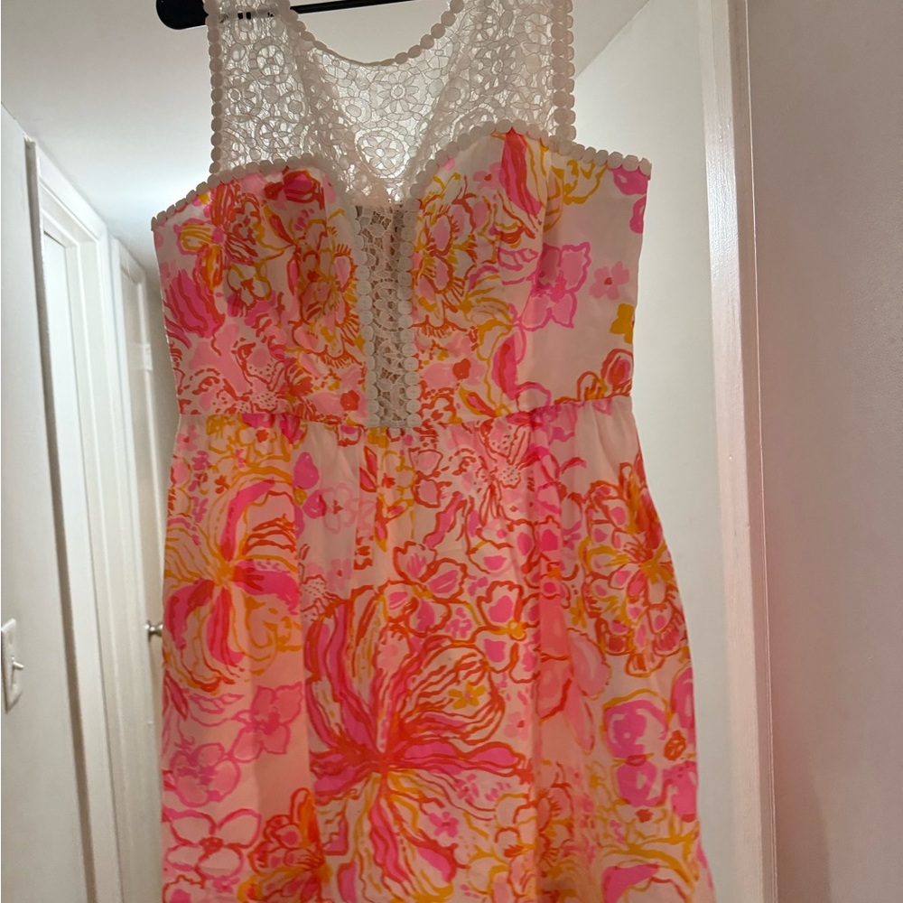 Lilly Pulitzer Floral Dress in Pink and Yellow
